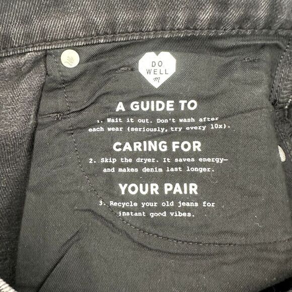 Madewell Black Denim Skirt Rigid A-Line Lunar Wash Frayed Denim Mini Size 26 - Picture 5 of 10